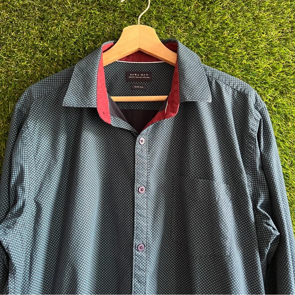 Zara Man Slim Fit Long Sleeve Button Up Dress Shirt Big Tall